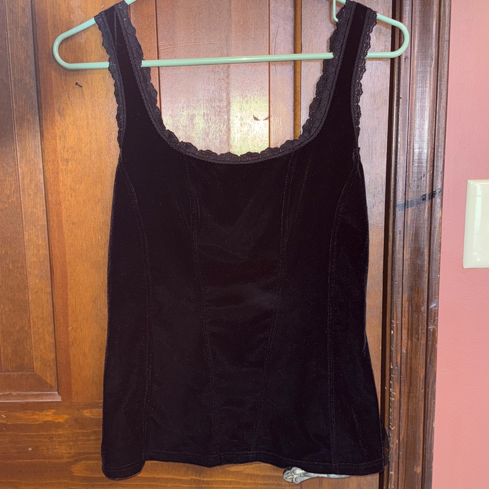 Cache Black Lace-Trimmed Top